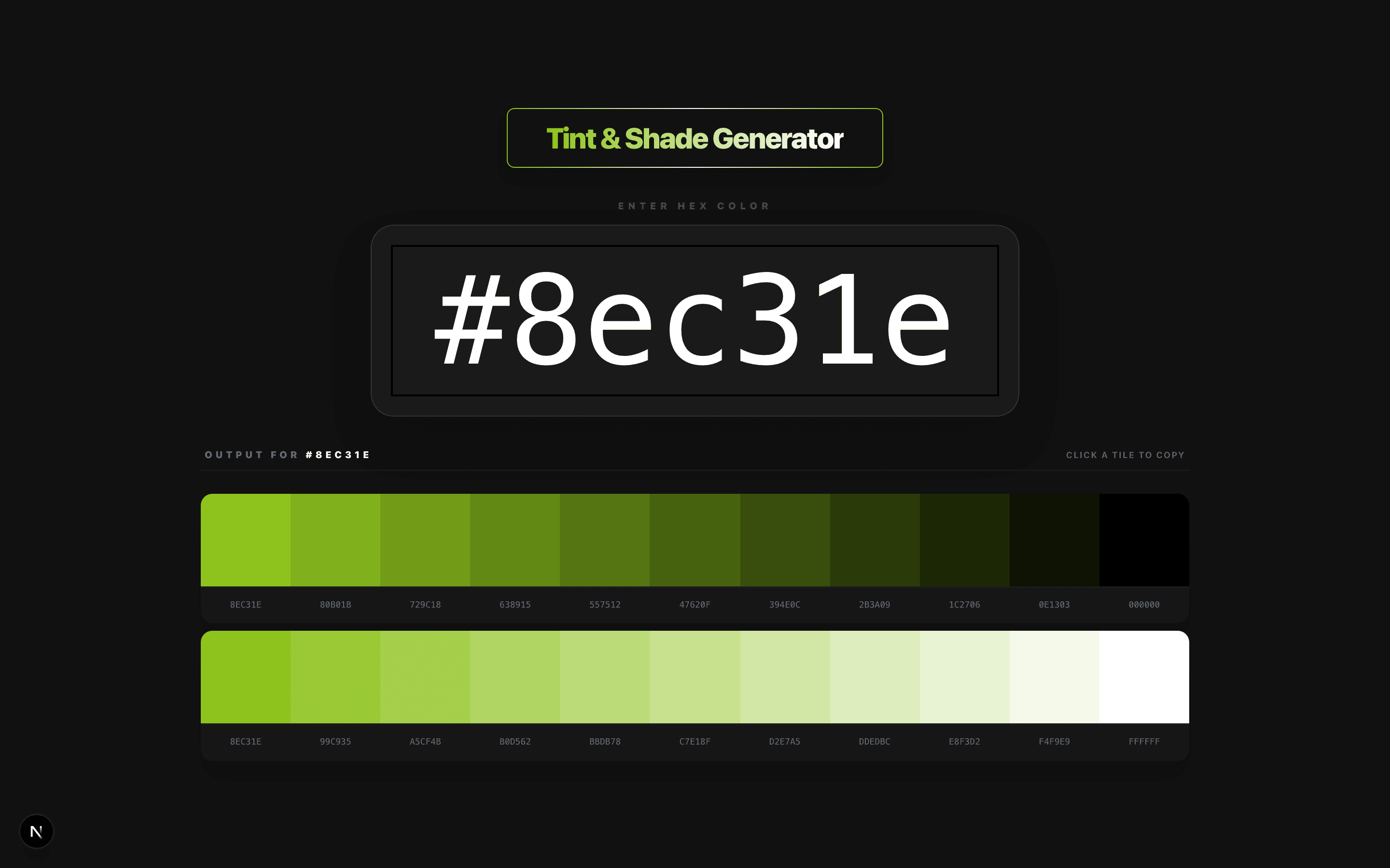Hex Shades — Color Tint & Shade Generator